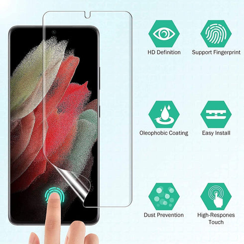 EGV 3 Pack Screen Protector Compatible for Samsung Galaxy S21 Ultra 6.8-inch, HD Clear Flexible Film, Positioning Tool, Support Fingerprint, Bubbl...