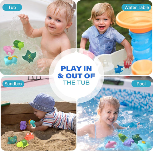 LotFancy Bath Toys for Kids Ages 1-3, Mold Free Bath Toys for Infants Toddlers, 8PCS No Holes Ocean Sea Animal Bathtub Toys, Soft Baby Bath Tub To...