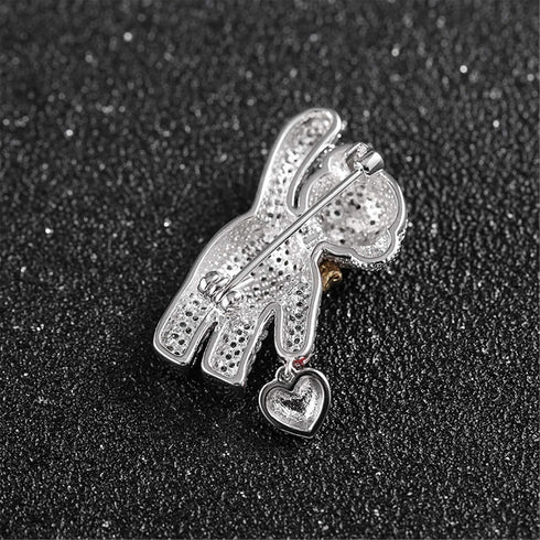 Bear Brooch for Women Rhinestones Brooch Sweater Pin Cute Animal Silver Brooch for Grils...
