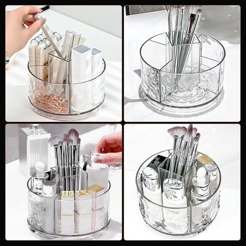 Hayder Makeup Organizer, 360° Rotating Makeup Brush Holder with 5 Slot for Vanity Countertop, Bathroom Organizers and Storage for Cosmetics Nail P...