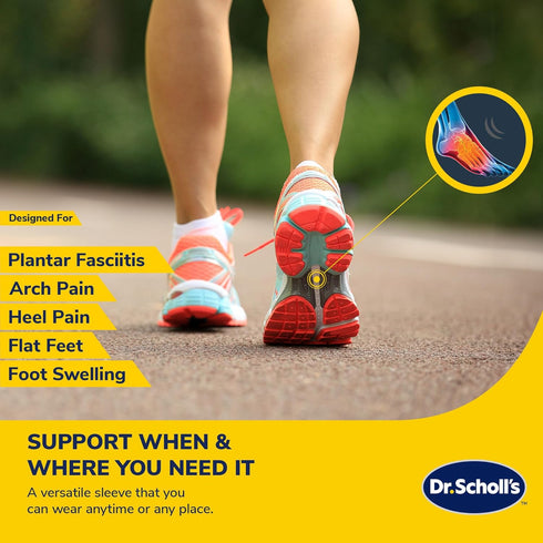 Dr. Scholl’s Compression Arch Sleeves with Massaging Gel, Breathable Fabric, Arch Support Sleeve for Foot Pain Relief, 2 Removable Rigid Inserts (...
