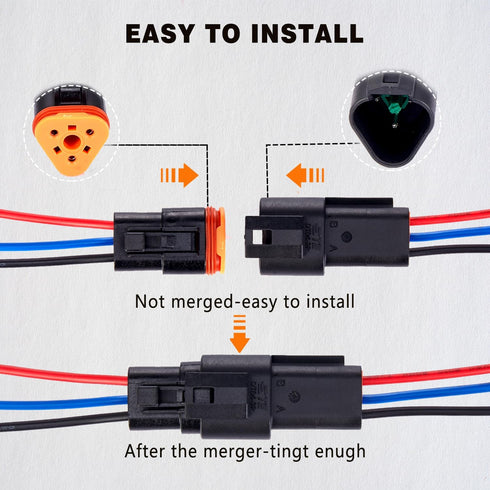 3 Pin Waterproof Connector,3 Wire Electrical Car Auto Connector,With 20CM 16AWG Long Male Female Plug Quick Disconnect Wire Connectors for Car Tru...
