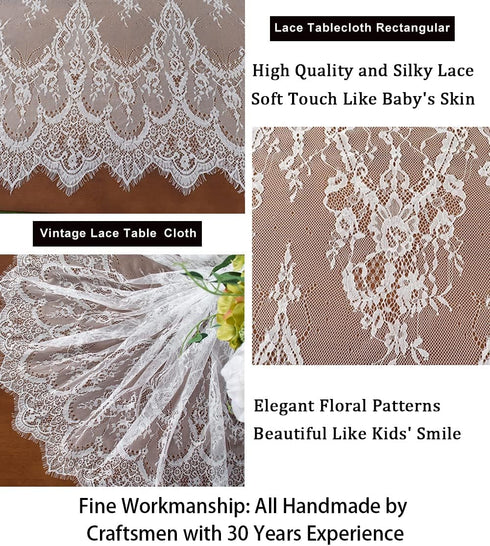 ShinyBeauty Lace-Tablecloth-Rectangular 60x120-Inch White Rectangle Overlay Tea Tablecloth Lace Tablecloths Long Rectangular Tablecloth Lace Table...