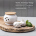 WM Bartleet & Sons 1750 Traditional Porcelain Garlic Storage Pot with Wooden Lid 10cm – White, One Size...