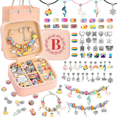 Charm Bracelet Making Kit for Girls 3-12, Kids Jewelry Making Kit 66Pcs Jewelry Kits for Girls Ages 8-12 Jewelry Maker Craft Necklace Birthday Chr...