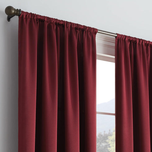 ECLIPSE Solid Thermapanel Modern Room Darkening Rod Pocket Window Curtain for Bedroom (1 Panel), 54" x 84", Merlot...