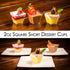 DLux 50 x 2oz Square Mini Dessert Cups with Spoons, Clear Plastic Parfait Appetizer Cup - Small Reusable Serving Bowl for Tasting Party Desserts A...
