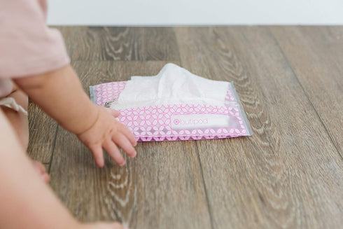 Butipods Reusable Stay Moist Wet Wipe Pouch | Slim Case Travel Holder | Great for Hand and Face Wipes | Set of 2 (Blush Pink Tiles)...