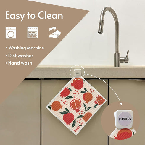 Swedish Dishcloths for Kitchen, 8 Pack Swedish Dish Towels with Clips, Non-Scratch Reusable Paper Towels, Super Absorbent Cellulose Sponge Cloths,...