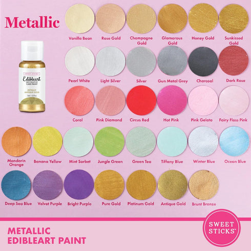 Sweet Sticks Edible Art Decorative Cake Paint 0.5 Ounce (15 Milliliters), Metallic Antique Gold...