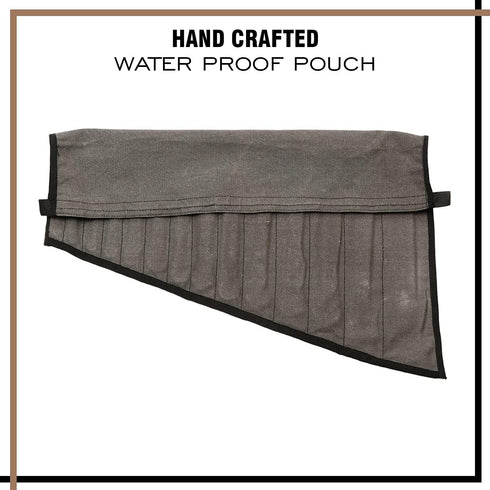 Wrench Pouch 14 Pockets Metric & Standard Wrench Organizer & Roll Up Pouch Hand Made 100% Dyed Cotton Duck Canvas Tool Bag - Washed Black/Grey...
