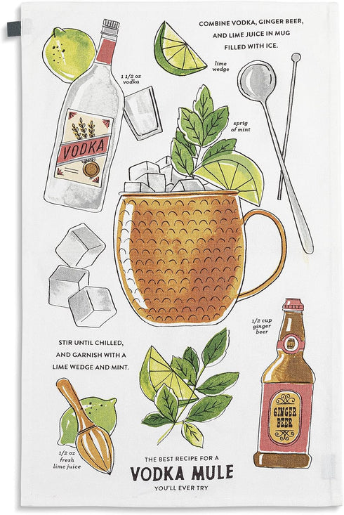 DEMDACO Best Vodka Mule Recipe 28 x 17 All Cotton and Stainless Steel Bar Towel and Stir Stick Set...