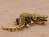 Alilang Yellow Golden Tone Green Rhinestones Alligator Crocodile Brooch Pin...