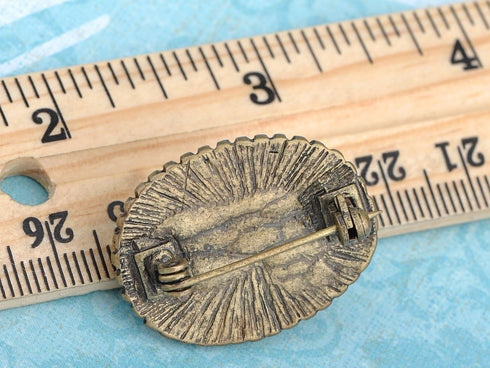 Alilang Antique Golden Tone Vintage Green Cameo White Floral Rose Brooch Pin...