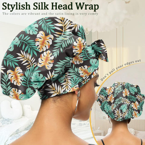 Silk Bonnet for Sleeping - Satin Hair Wraps for Black Women, Curly Hair, Large Bonnet for Braids...