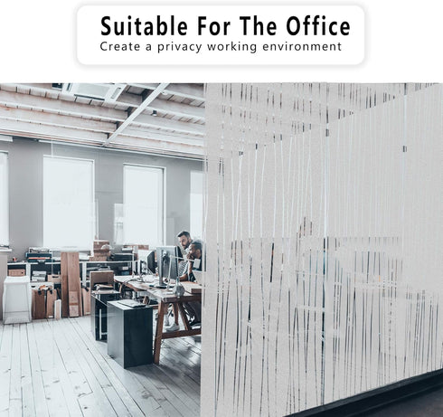 Finnez Window Film Privacy and Light Protection Sticker Film Frosted Look Static Cling for Home Office (11.8'' x 78.7'' Irregular Stripe)...