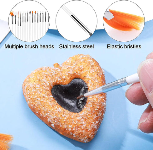 Aster 15Pcs Cake Decorating Brushes, Cake Painting Brushes Kit Food Safe Paint Brushes Multiple Function Cookie Brushes Fondant Sugar DIY Tool Set...