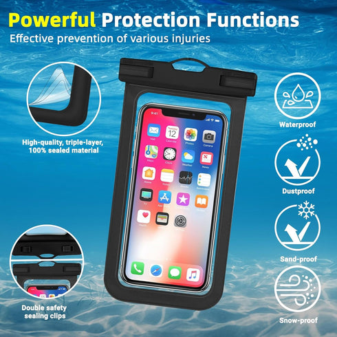 Waterproof Phone Pouch, IPX8 Waterproof Cell Phone Case for iPhone 15 14 13 Pro Max Plus Galaxy S22 S23 up to 7" Essential Dry Bag for Beach Cruis...
