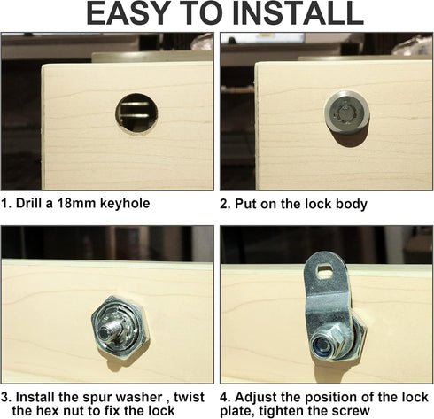 3 Pack Cabinet Locks with Keys, 5/8" Cam Lock, RV Compartment Storage Locks RV Locks for Storage Door Drawer Tool Box Locks, Zinc Alloy...