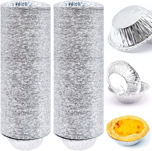 200 PCS Egg Tart Baking Cups, Disposable Aluminum Foil Liners for Pudding, Cupcake, Muffin, Creme Brulee Baking...