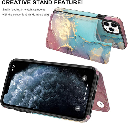 LETO for iPhone 12 Pro Max Case,Luxury Flip Folio Leather Wallet Cover with Fashion Designs for Girls Women,Built-in Card Slots Kickstand Protecti...