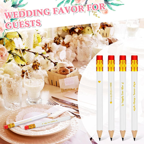 Crtiin 50 Pcs Wedding Pencils for Bridal Shower Half Pencils with Eraser Game Pencils Mini Golf Pencils 4 Inch Short Pocket Pre Sharpened Pencil f...