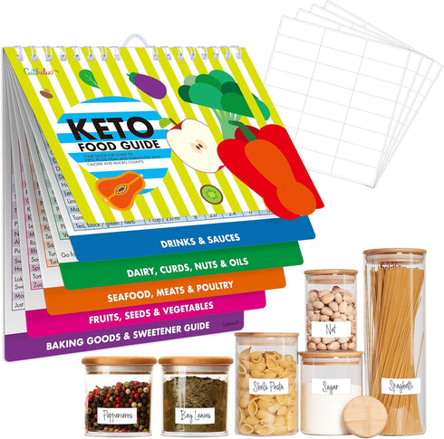 Magnetic Keto Food Cheat Sheet, Ketogenic Food Guide Booklet with 72 Removable Blank Labels Weight Loss Planning Tool Low Carb Meal Plan Recipe Gu...