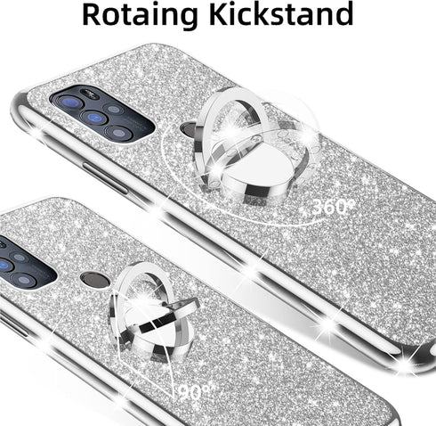 nancheng for BLU G91 Pro Case Girls Women Cute Slim Glitter Silicone Sparkly Luxury Cover with Ring Stand & Strap Shockproof Drop Full-Body Protec...