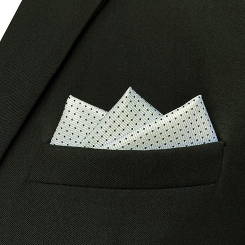 S&W SHLAX&WING Mens Pocket Squares White with Black Dots for Suits Foulard...