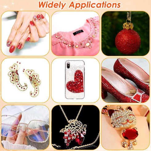 b7000 Glue Clear with red Rhinestones for Crafting,3600Pcs Rhinestones with 3Pcs Adhesive Glue Rhinestone Picker Tool?bedazzler kit with Rhineston...