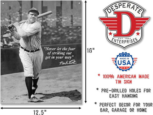 Poster Discount Babe Ruth No Fear - Retro Tin Sign, 12x16...
