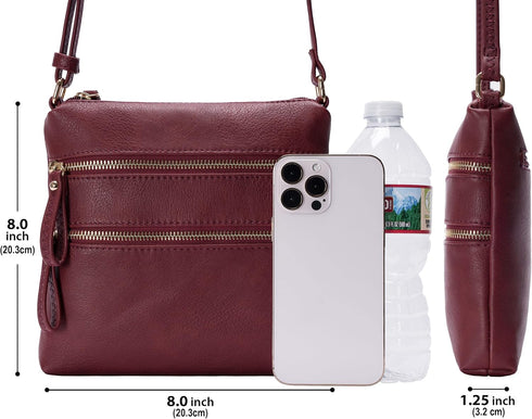 Solene Multi Zipper Pocket Crossbody Bag with Strap, Lightweight Travel bag, Daily Cell Phone Purses Messenger bag...