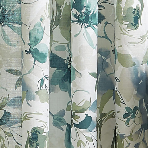 CHF Watercolor Floral Rod Pocket Panel, 63", Aqua...
