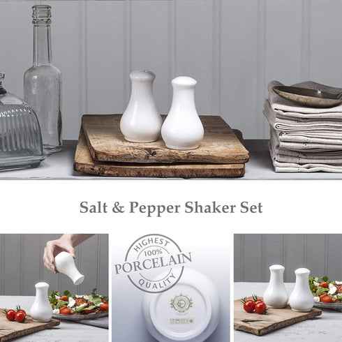 WM Bartleet & Sons 1750 Traditional Porcelain Salt & Pepper Pot Shaker Cruet Set 13cm – White...
