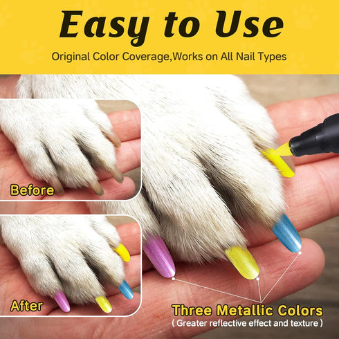 Dog Nail Polish Pens Quick Dry,12 Colors Safe Dog Nail Polish Set to DIY Pretty Nails, Ideal Gifts for Dogs Cats Light Dark Nails, Odorless, Non-T...