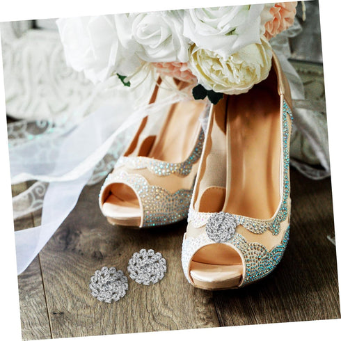 EXCEART 12 Pcs Rhinestone Buckle Sew-on Clothing Buttons Rhinestone Button Embellishment Bulk Buttons Bridal Rhinestone Applique Silver Rhinestone...