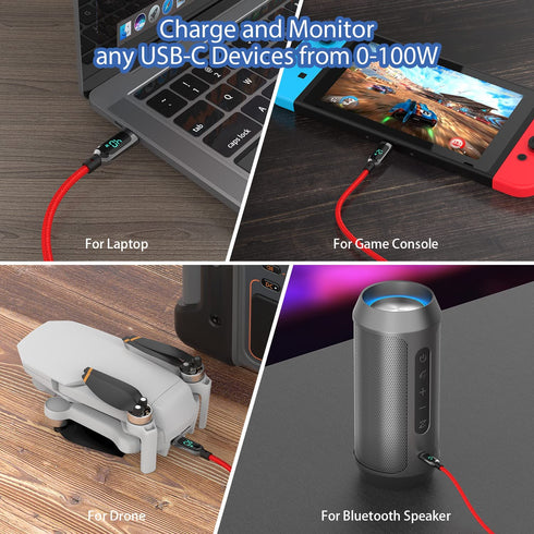 SOOPII 100W 4ft USB C to USB C Cable Fast Charge, Nylon Braided Cable with LED Display for lPhone 15/15 Pro/15 Plus/15 Pro Max,lPad Air,MacBook Pr...