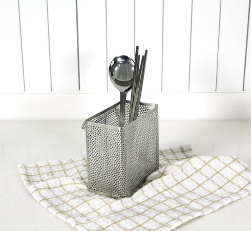 Kitchen Utensil Chopsticks Perforated Holder with Hooks - 304 Stainless Steel Storage for Organizer Dishwasher Safe (Small Rectangle)...