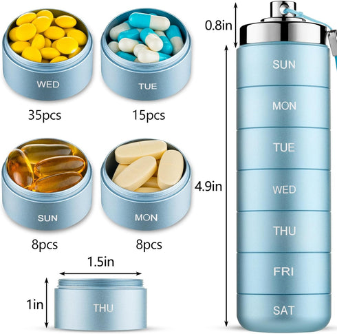 Mossime Metal Pill Organizer Weekly, Stackable Waterproof Travel Pill Box, Large Aluminum Alloy Pill Case Container, BPA Free 7 Day Daily Medicine...