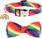 ADOGGYGO Rainbow Dog Collar with Bowtie, Adjustable Striped Dog Bow Collar, LGBT Pride Rainbow Collars for Small Medium Large Dogs Pets (Large, Ra...