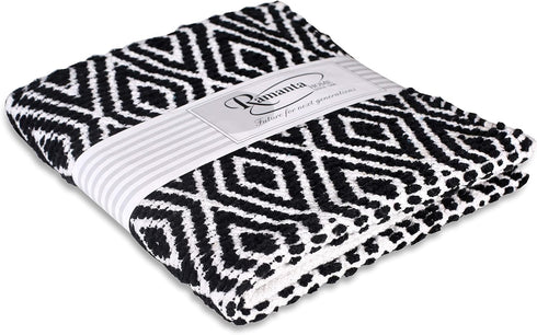 Ramanta Home 100% Cotton Diamond Rug 21x34 Hand Woven Reversible Washable Rug - Black,Farmhouse Bathroom Rugs,Entry Rugs,Rugs for Living Room, Kit...