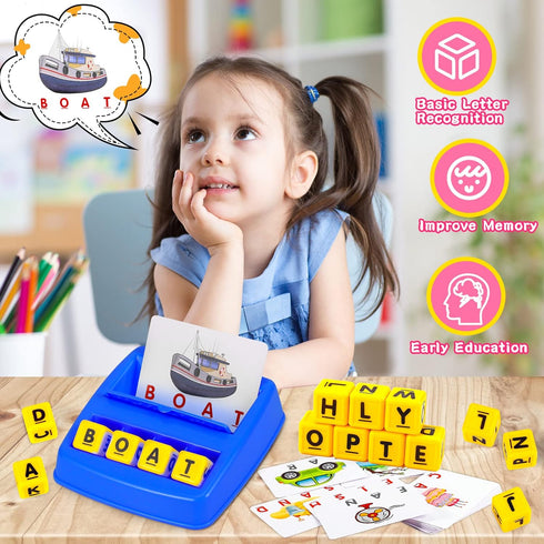 Matching Letter Game, Spelling Word and Increases Memory, Early Learning Educational Toy for Preschool & Kindergarten Kids Over 3-8 Years Old...