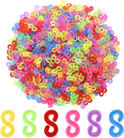 500 Pcs S Clips, Small Rubber Band Clips, Plastic Loom Bands Connectors, Connectors Refills Bracelet Loom Clips for Loom Bands Bracelets Necklace ...