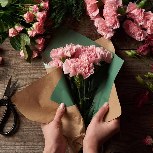 PATIKIL 22.8"x22.8" Flower Wrapping Paper, 20 Sheets Non-Woven Waterproof Florist Floral Bouquet Wrap Paper Korean Style with 1 Roll Ribbon for DI...