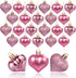 GuassLee Valentines Day Decorations Heart Ornaments - 36pcs Rose Gold Heart Shaped Baubles Tree Ornaments for Valentine's Day Wedding Anniversary ...