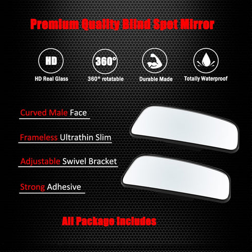 Ampper Rectangle Blind Spot Mirror, HD Glass ABS Housing Convex Wide Angle Rearview Blindspot Car Mirror for Car SUV and Truck (Framed, Pack of 2)...