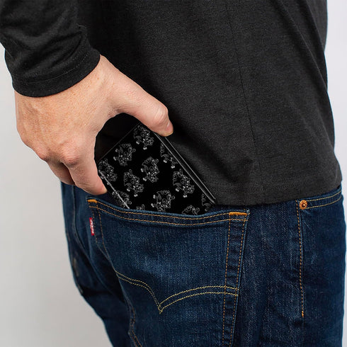 Nickelodeon Men's Wallet, Bifold, Mocking Spongebob Pose Outline Black Gray, Vegan Leather, Multicolor, Standard Size...