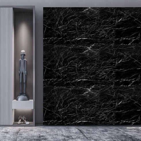 COSNIGHT Black Marble Contact Paper Peel and Stick for Countertops, Waterproof Marble Wallpaper Self Adhesive, Removable Vinyl Film for Kitchen Co...