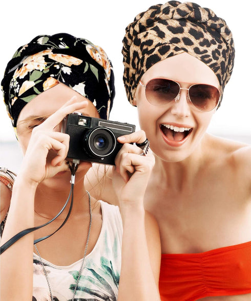 3 Pieces Women Turban Head Wrap Pre-Tied Bonnet Beanie Hat Sleeping Cap Headwrap...