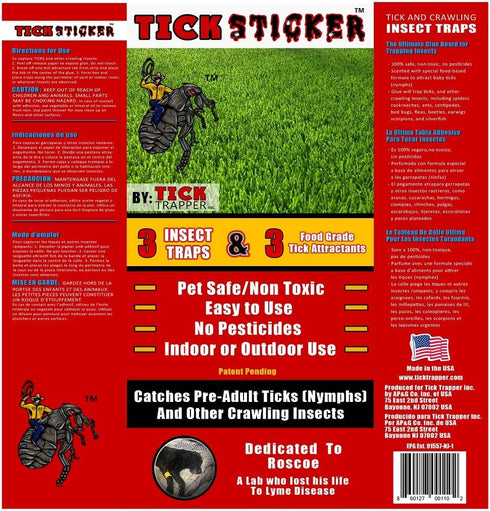 Tick Sticker Flea, Tick, and Insect Trap - Non-Toxic and Easy to Use - Patent Pending Tick Attractant, Sticky Glue Traps Crawling Insects (Pack of...